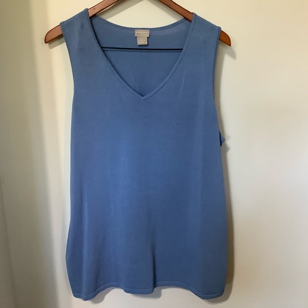 CHICO’S: French Blue Sleeveless V-Neck Top